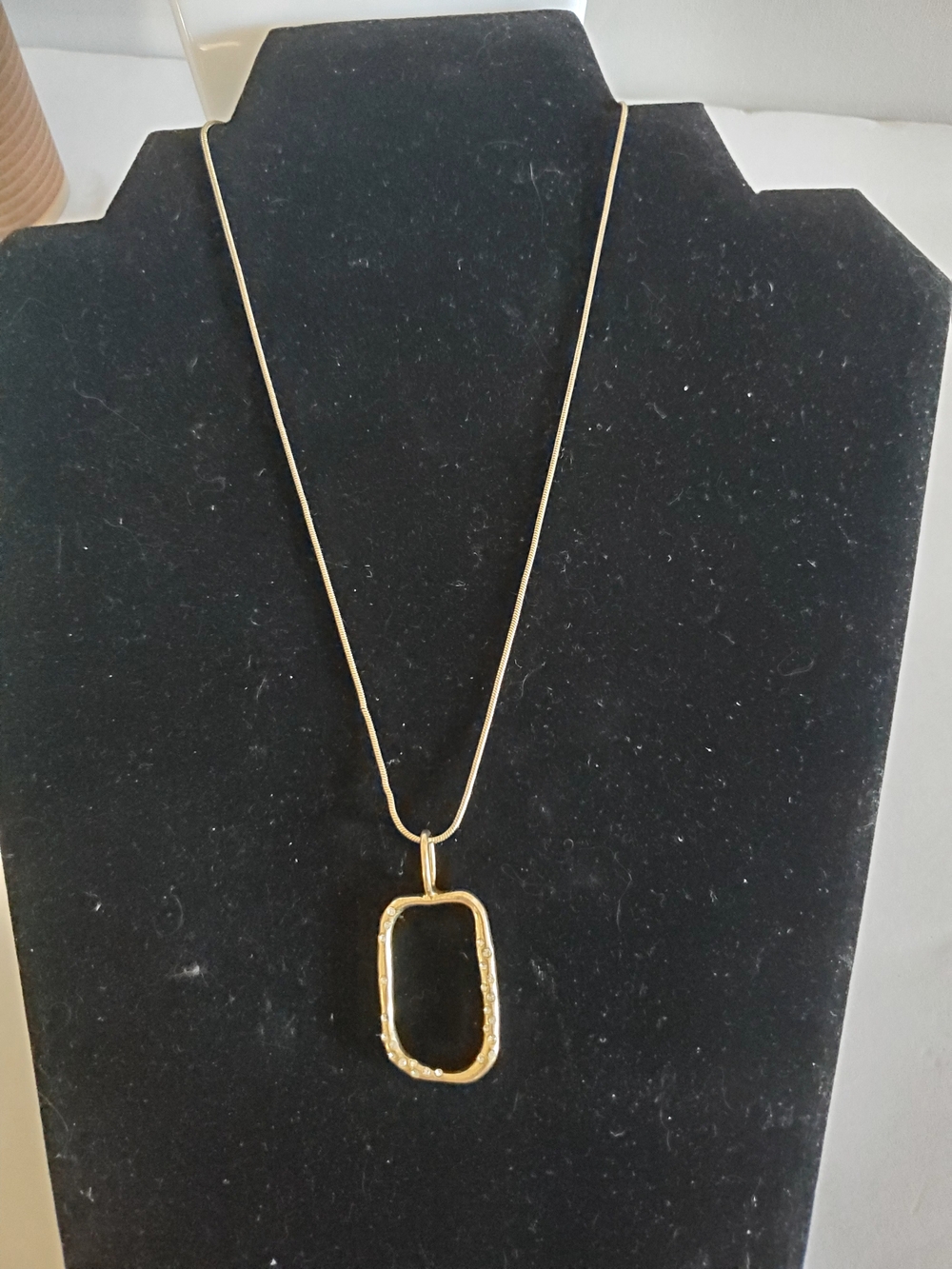 Lia Sophia Midas Touch Goldtone Open Rectangle Pave Pendant Necklace 18-20"